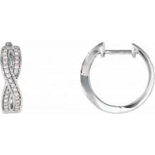 14K White 1/5 CTW Diamond Infinity-Inspired Hoop Earrings