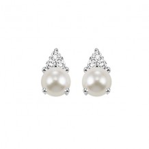 Gems One 10Kt White Gold Diamond (1/20Ctw) & Pearl (7/8 Ctw) Earring