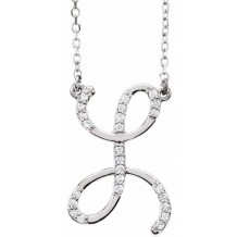 14K White 1/10 CTW Diamond Initial L 16 Necklace