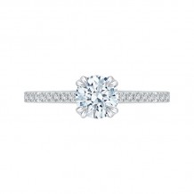 Shah Luxury Round Cut Diamond Engagement Ring In 14K Two-Tone Gold (Semi-Mount)
