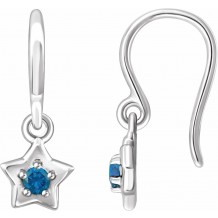 14K White 3 mm Round December Youth Star Birthstone Earrings