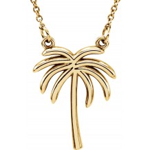14K Yellow Palm Tree 16 1/2 Necklace