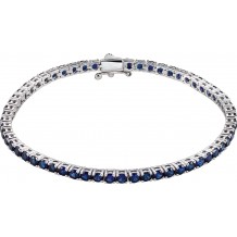 14K White Lab-Grown Blue Sapphire Line 7.25 Bracelet