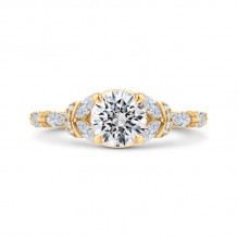 Shah Luxury 14K Yellow Gold Split Shank Round Diamond Engagement Ring (Semi-Mount)