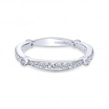 Gabriel & Co. 14k White Gold Victorian Diamond Wedding Band