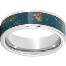 Serinium Pipe Cut Band with Blue Patina Copper Inlay