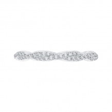 Shah Luxury 14K White Gold Round Eternity Diamond Wedding Band with Criss-Cross Crossover Shank