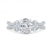 Shah Luxury 14K Two-Tone Gold Oval Diamond Three-Stone Plus Engagement Ring with Split Shank (Semi-Mount)