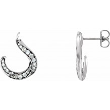 14K White 3/8 CTW Diamond Freeform Earrings