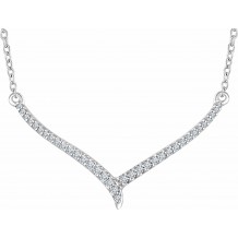 14K White 1/6 CTW Diamond V 16-18 Necklace