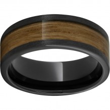 Black Diamond Ceramic Pipe Cut Band with Single Malt Barrel Aged Inlay and Stone Finish