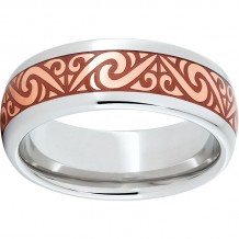 Serinium Domed Band with Copper Inlay and Helix Laser Engraving