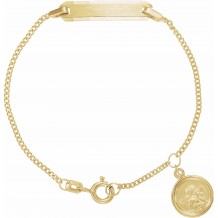 14K Yellow Youth Identification 4.5 Bracelet with Angel Charm