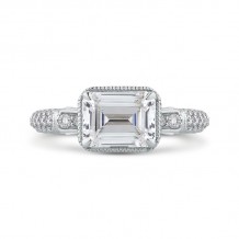 Shah Luxury 14K White Gold Emerald Cut Diamond Vintage Engagement Ring (Semi-Mount)