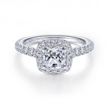 Gabriel & Co. 14k White Gold Contemporary Halo Engagement Ring