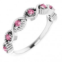 14K White Pink Tourmaline Stackable Ring