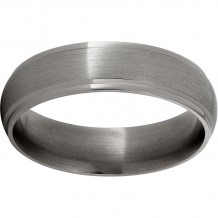 Titanium Domed Band with Grooved Edges and Satin Finish