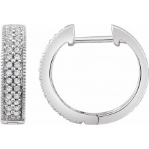 14K White 1/4 CTW Diamond Hoop Earrings