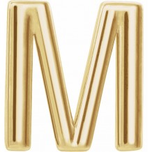 14K Yellow Single Initial M Earring