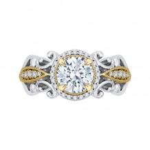 Shah Luxury 14K Two-Tone Gold Round Diamond Halo Engagement Ring (Semi-Mount)