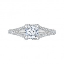 Shah Luxury Split Shank Cushion Cut Diamond Engagement Ring In 14K White Gold (Semi-Mount)