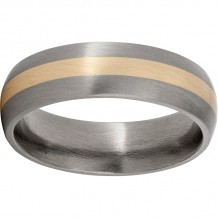 Titanium Domed Band with a 2mm 14K Yellow Gold Inlay and Satin Finish