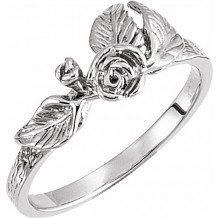 14K White Floral-Inspired Ring