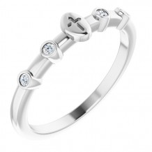 14K White .06 CTW Diamond Stackable Cross Ring