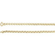 14K Yellow 6.5 mm Hollow Rolo 7 Chain