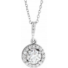 14K White 1/2 CTW Diamond Halo-Style 18 Necklace