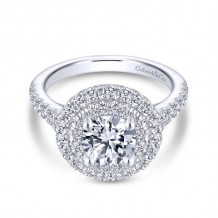 Gabriel & Co. 14k White Gold Rosette Double Halo Engagement Ring