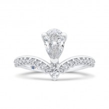 Shah Luxury 14K White Gold Pear Diamond Engagement Ring (Semi-Mount)
