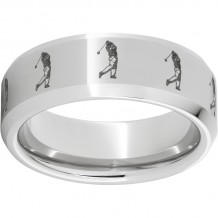 Serinium Beveled Edge Band with Golfer Laser Engraving
