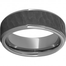 Rugged Tungsten  8mm Grooved Edge Band with Thor Sandblast Finish