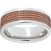 Serinium Pipe Cut Band with Copper Inlay and Cable Laser Engraving