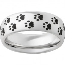 Serinium Domed Band with Cougar Tracks Laser Engraving