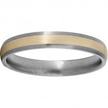 Titanium Domed Band with a 2mm 14K Yellow Gold Inlay and Satin Finish