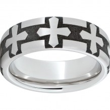 Serinium Pipe Cut Band with Gothic Cross Laser Engraving