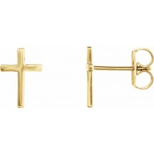 14K Yellow 10 mm Cross Earrings