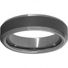 Rugged Tungsten  6mm Beveled Edge Band with Sandblast Finish