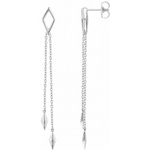 14K White Geometric Chain Earrings