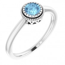 14K White Aquamarine March Birthstone Ring