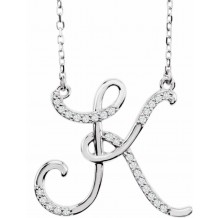 14K White 1/10 CTW Diamond Initial K 16 Necklace