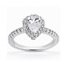 14k White Gold Diamond Semi-Mount Halo Engagement Ring