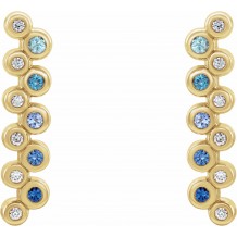 14K Yellow Blue Multi-Gemstone & 1/10 CTW Diamond Bezel-Set Bar Earrings