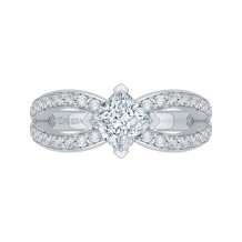 Shah Luxury 14K White Gold Princess Diamond Engagement Ring with Split Shank (Semi-Mount)