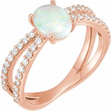 14K Rose Opal & 1/3 CTW Diamond Ring