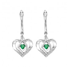 Gems One Silver Diamond (1/50 Ctw) & Created-Emerald (1/4 Ctw) Earring