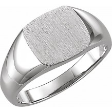 14K White 9 mm Square Signet Ring