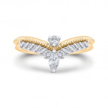 Shah Luxury 14K Two Tone Gold Diamond Contour Band